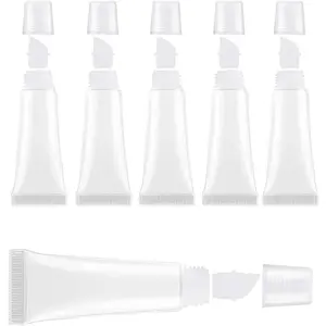 6 count Empty Lip Gloss Tubes 8ml Clear Soft Mini  Containers Refillable Lip Balm Squeeze Tube for DIY Lip Gloss Balm Makeup Travel Toiletries