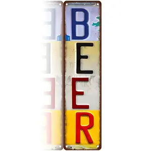 Beer License Plate Style 16x4 Inch Aluminum Metal Sign Vintage Retro Wall Art Decor for Home Bar Kitchen Indoor Outdoor Perfect Gift for Cocktail Beverage Enthusiasts