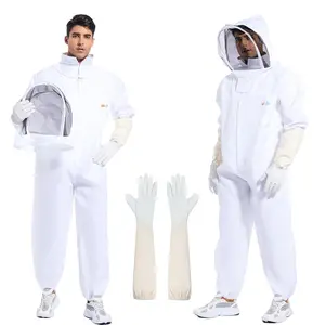 Bee Suit for Men Women Sting Proof, Polycotton Beekeeping Suit Beekeeper Costume&with Glove &Ventilated Hood, Bee Outfit for Backyard and beekeeping supplies (XL)