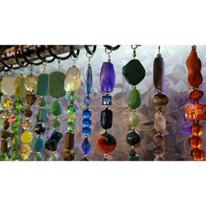 Bohemian Bead Curtains Gemstone Glass sun catcher window door colorful glass window treatment