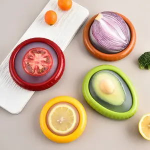 Reusable Silicone Fruit Vegetable Storage Box, Preserving Containers, 1 Count/4 Counts Durable Kitchen Fridge Fresh Food Storage Containers for Onions Avocado Tomatoes Lemon, Suitable for Home Kitchen Dormitory Office Picnic Use