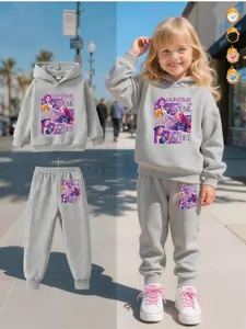 Girls' Toddler Fall Winter Fleece Lined 2-Piece Set, Witch Hunter Corps Casual, Hooded Sweatshirt & Comfortable Joggers, Sweet Style