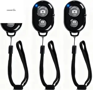 Wireless Remote Shutter for Cellphones and Tablets (3 Pack) -  Bluetooth Remote for Iphone/Android Camera Control, Selfie Clicker for Photos and Videos - Wrist Strap Included - A