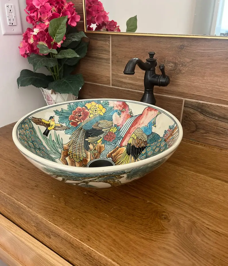 Ceramic Sink - Hand-Painted Bathroom Sink - Unique Design - Handmade Quality