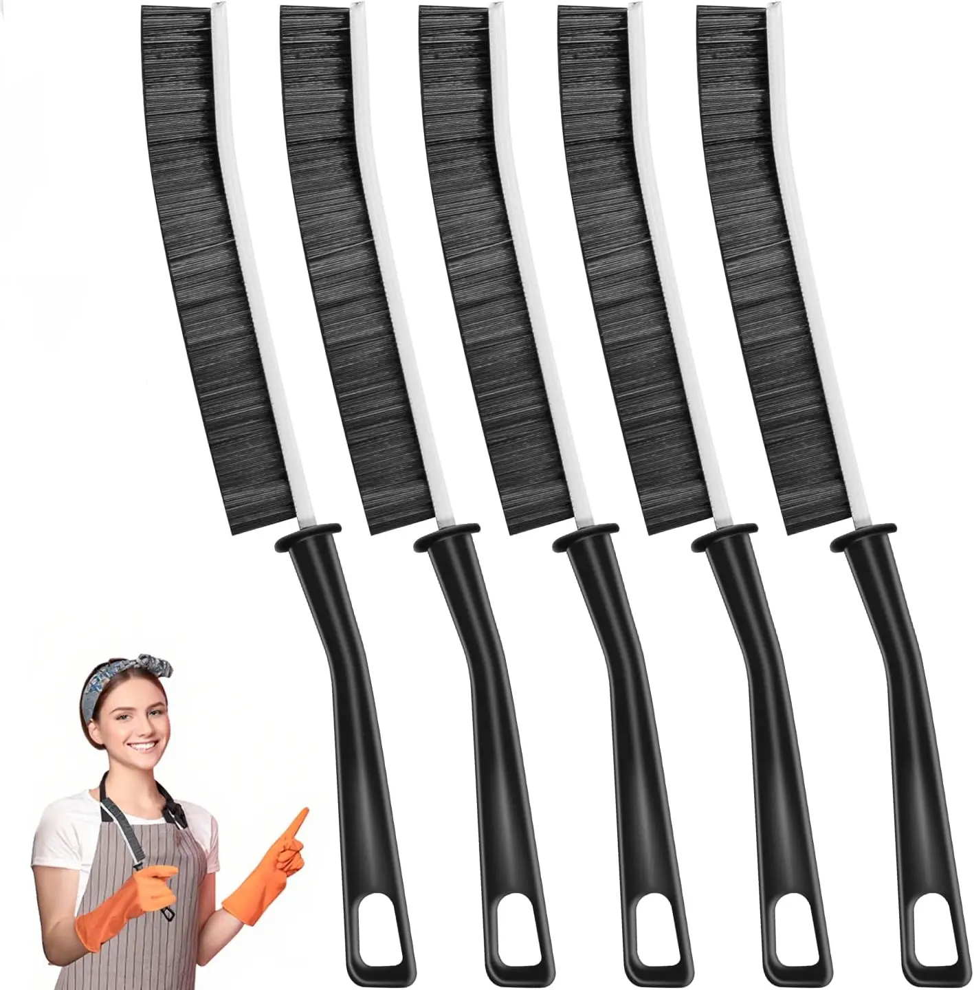 Mom's Ultimate Crevice Cleaner Pack - 5 Multifunctional Hard Bristle Brushes for Tile Grout, Window Tracks & Hidden Grime Home Tools Gadgets Handle Cleaning,Multifunctional Gap Scrub,  Bathroom Cleaner Tools for Household Use,brush pro Hardware Hammer sum