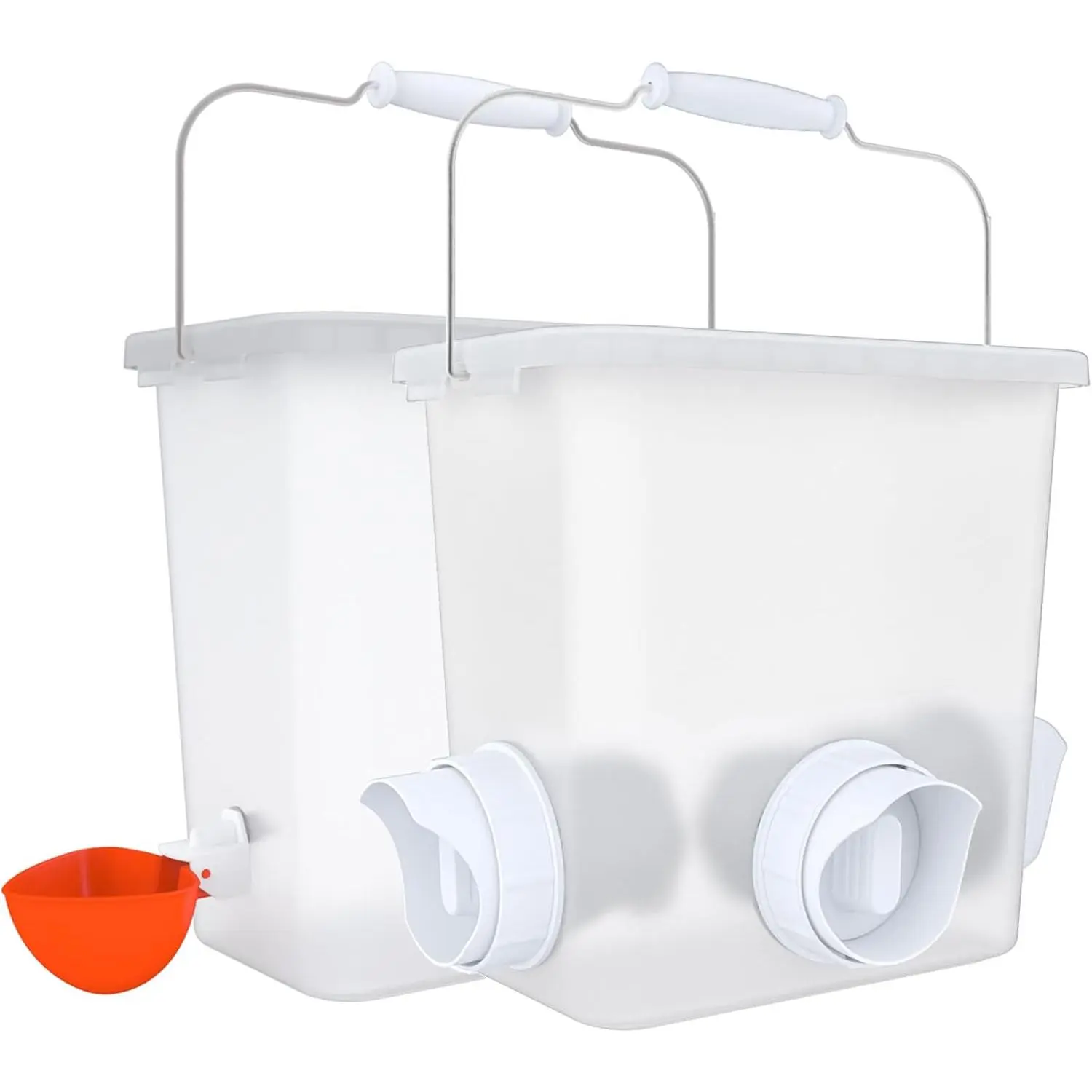 Automatic Chicken Feeder And Waterer Set Chicken Feed Bucket With 3 Feeders Ports Poultry Waterer Water Cups