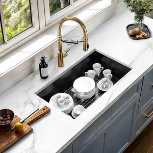 YITAMOTOR Black Kitchen Sink Undermount Sink Single Bowl 16 Gauge Stainless Steel Nano Home Gunmetal Black Sink with Accessories for Workstation, Prep Kitchen, Bar Sink truffle sink vivi sink mount kitchen sink Faucet Modern