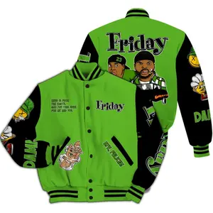 Air Foamposite One Volt Varsity Jacket, Friday Sneaker Stress Style All Over Print Letterman Jackets 0SHB