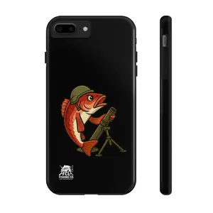 Tough Phone Cases with a tactical Red drum, Durable Fishing Phone 60mm mortar