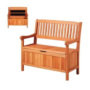 【Spotlight Day】VEVOR Outdoor Storage Bench, 2-Person Wooden Storage Bench, 33 Gallons Deck Box with Side Handle, Supports up to 705 lbs, Outdoor Seating & Porch Decor, for Patio Garden Balcony Yard