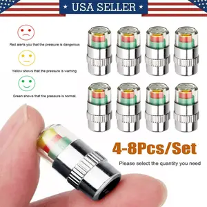 4Pcs/8Pcs Stainless Steel Tire Valve Stem Caps - Car Auto Tire Pressure Monitor Valve Stem Cap | Universal for Cars, Bikes, Trucks & Motorcycles | Fun Wheel Exterior Gag Accessories (Silvery)