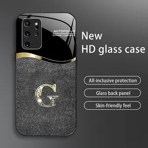Suitable for [Galaxy S20+] New high-end flashing letter glass mobile phone case New business simple metal paint electroplated glass mobile phone case Affordable anti-fall and anti-fingerprint-888