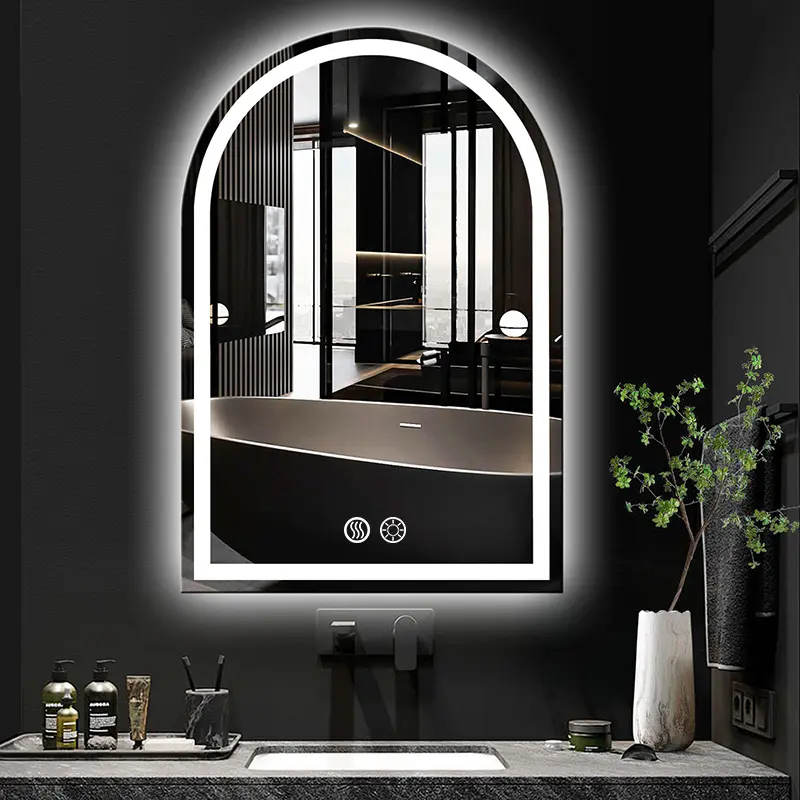 LED Bathroom Mirror With Lights, Anti-Fog, Dimmable Shower Mirrors, High Definition Makeup Mirrors, Wall-Mounted Vanity Mirrors, Memory Function, Tempered Glass,Shatter-Proof, US standard plug/Switch , Size 24*16inch, Bathroom Decor And Accessories