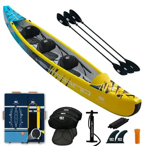 15'1" x 32" BEYOND MARINA Venture Trio Inflatable Kayak - 3-Person Drop Stitch Tandem Kayak for Fishing & Adventures
