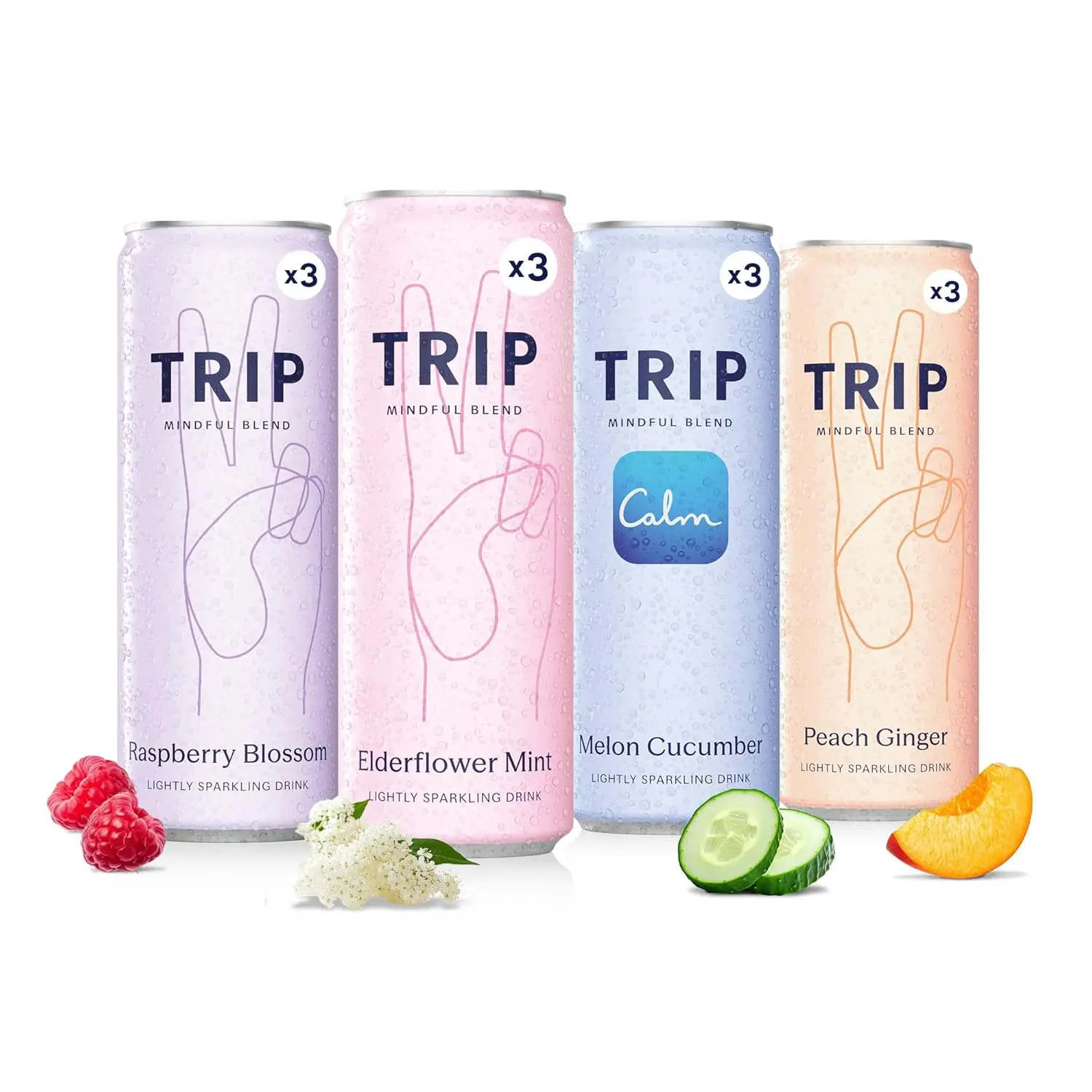TRIP Lightly Sparkling Adaptogen Seltzer Variety Pack 12oz 12pk Non Alcoholic Mocktail with Magnesium Ashwagandha Lion’s Mane L Theanine No Sugar Vegan