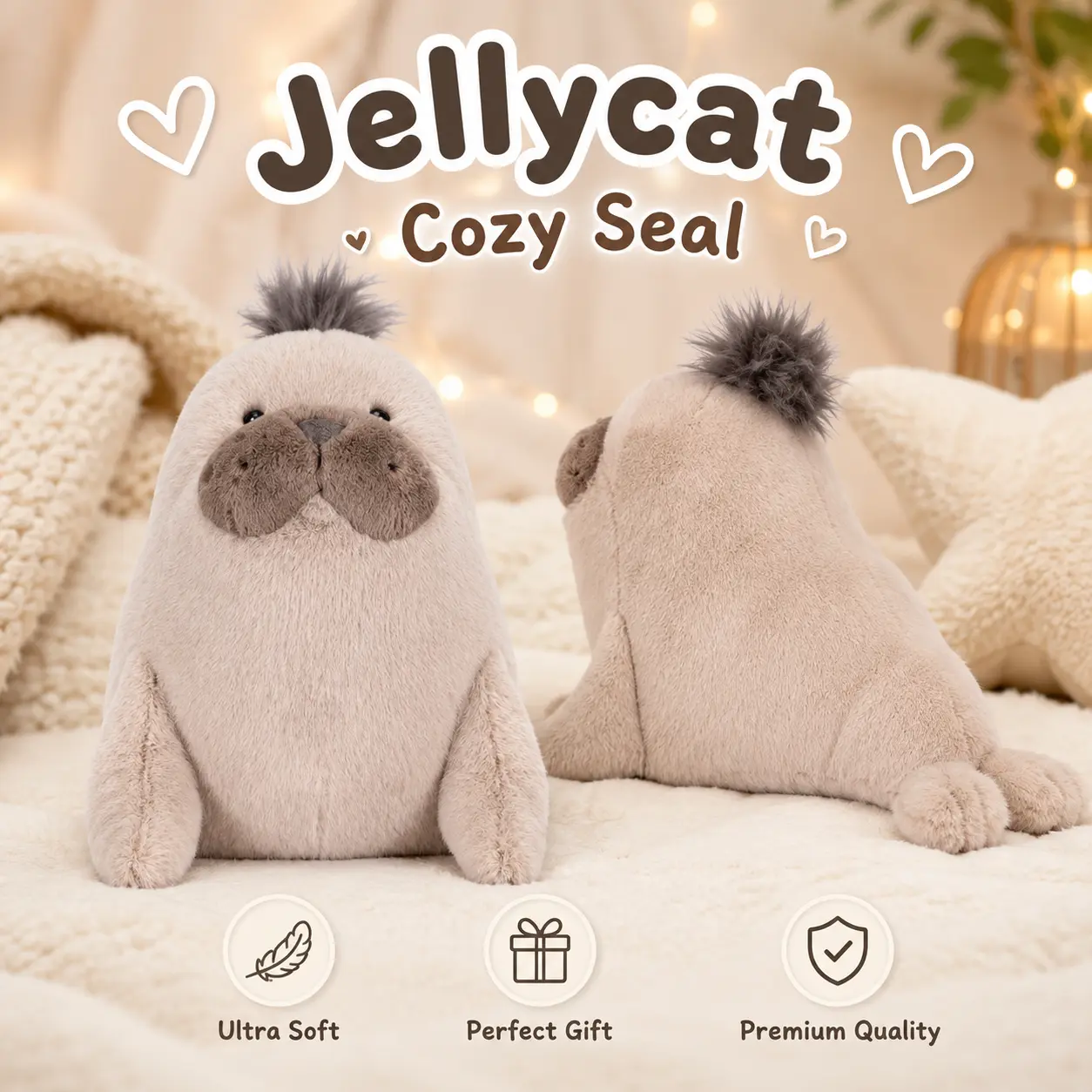 Jellycat Roarwell Sea Lion Plush Is a Soft Ocean Animal Friend for Birthday Gifts, Baby Shower and Nursery Decor