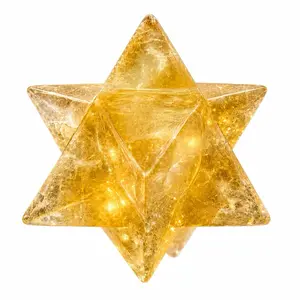 Golden Ether Citrine Merkabas, Collector's Sacred Geometry Crystal Jewelry, Home Table Desk Decoration Statement Item original garden rock tumbler