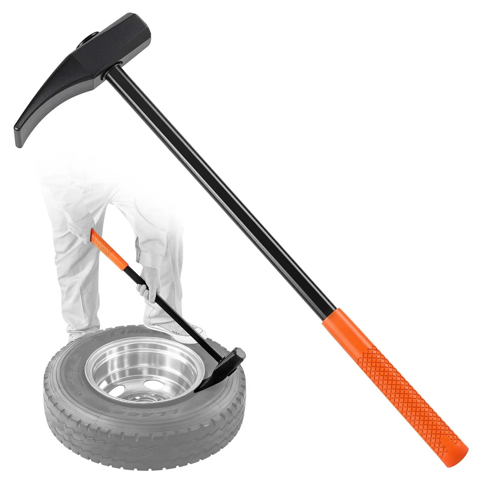 【Summerfinds】VEVOR Cast Iron Tire Bead Breaker Wedge Tool - 32" Fiberglass Shaft Duck-Billed Forged Hammer Head, Industrial-Grade Impact Power Kit for Automotive Repair, Cars, Tractors, 31.9x10x2.9in, 9.3lbs