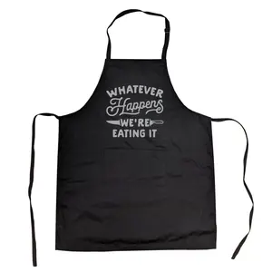 Cookout Apron Whatever Happens Were Eating It Grilling Baking Kitchen Chef Gift Funny Aprons Adjustable Household Items Graphic Print Funny Food Cover Grilling Apparel for Men Black