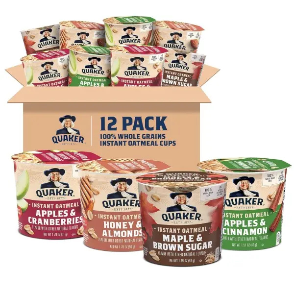 Instant Oatmeal Cereal Express Cups - Easy-Prep, Healthy Single-Serve Variety Pack, 4-Flavor Assortment with Fruit & Cinnamon, 1.76 oz (Pack of 12)