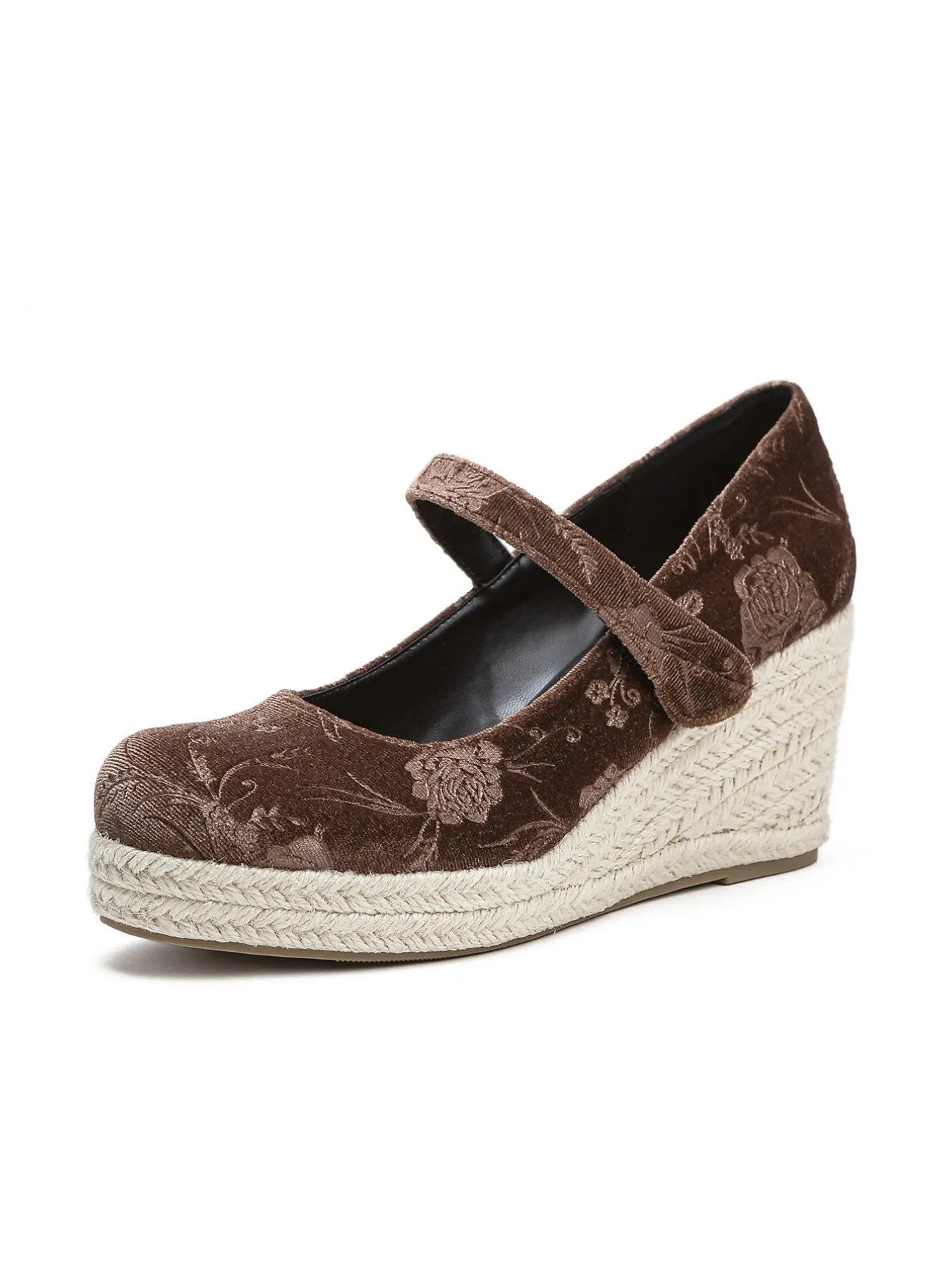 Women's Floral Mary Jane Wedge Sandals, Peep Toe Thick Sole Summer Fashion Stylish Classy Elegant Casual Shoes, Comfortable Footwear for Daily Wear Platform Wedge Heel, Fashionable Wedge Shoes