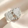 Women's Heart-Shaped Paved Geometric Stacked Ring - Lock-Inspired Multi-Band Layered Cocktail Ring, Romantic GF Gift & Anniversary Gift for Her, Heart Shaped Ring