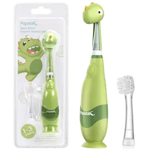 Papablic Max Toddler Sonic Toothbrush 1-3Y with Smart LED Timer Dino Cover 2 Brush Heads Fun Dinosaur Design for Kids, Lightweight Daily Oral Hygiene Tools