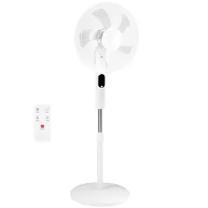 Quiet Pedestal Fan with Remote, Standing Floor Fan for Bedroom, Home Office - 15H Timer, 3 Speed & 3 Wind Modes, 80°Oscillating, Adjustable Height，White