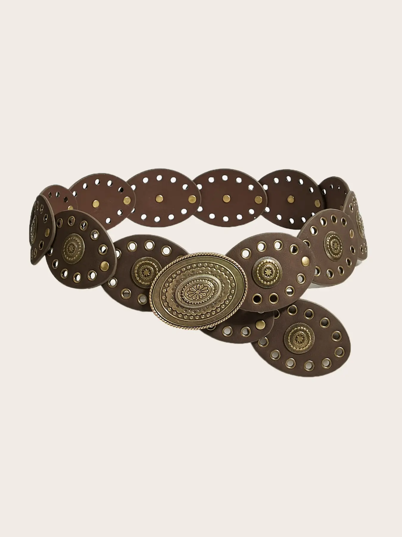 Women's Wide Boho PU Leather Belt, Coffee Brown Color, Western Cowgirl Style Buckle Belt for Dresses, Casual & Formal Wear