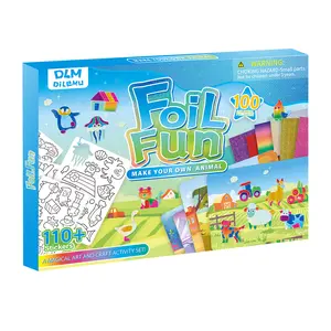 DLMdilemu No-Mess Aluminum Foil Art & Craft Toys Set for Kids, Parent-Child Interactive Kit with 10 Picture Canvases, 40 Diamonds, 140 Stickers, 100 Colorful Foil Sheets (Unicorn Princess Theme)