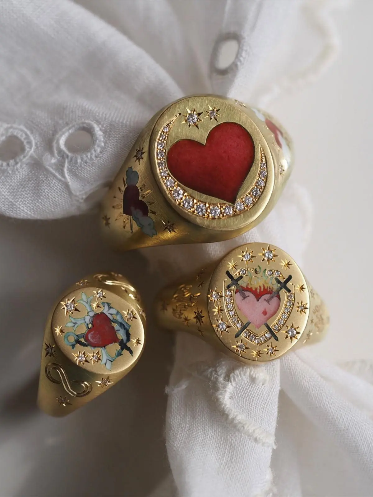 Vintage-Inspired Hand-Painted Enchanted Garden Ring Collection, Fashion Costume Jewelry Rings