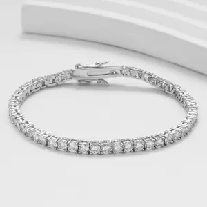 925 sterling silver 3mm AAACubic Zirconia Classic Tennis Bracelet ,14K Gold /white gold Plated for Women Men / Size 6.5-8.5 Inch Gift for Her for him