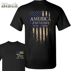 America 250 Years T-Shirt - USA Flag 1776 2026 Back Design , Small Front Chest Matching Print , Patriotic American Style , Holiday Weekend Everyday Wear , Graphic T-Shirt , Gift For Patriots - KitchenEra