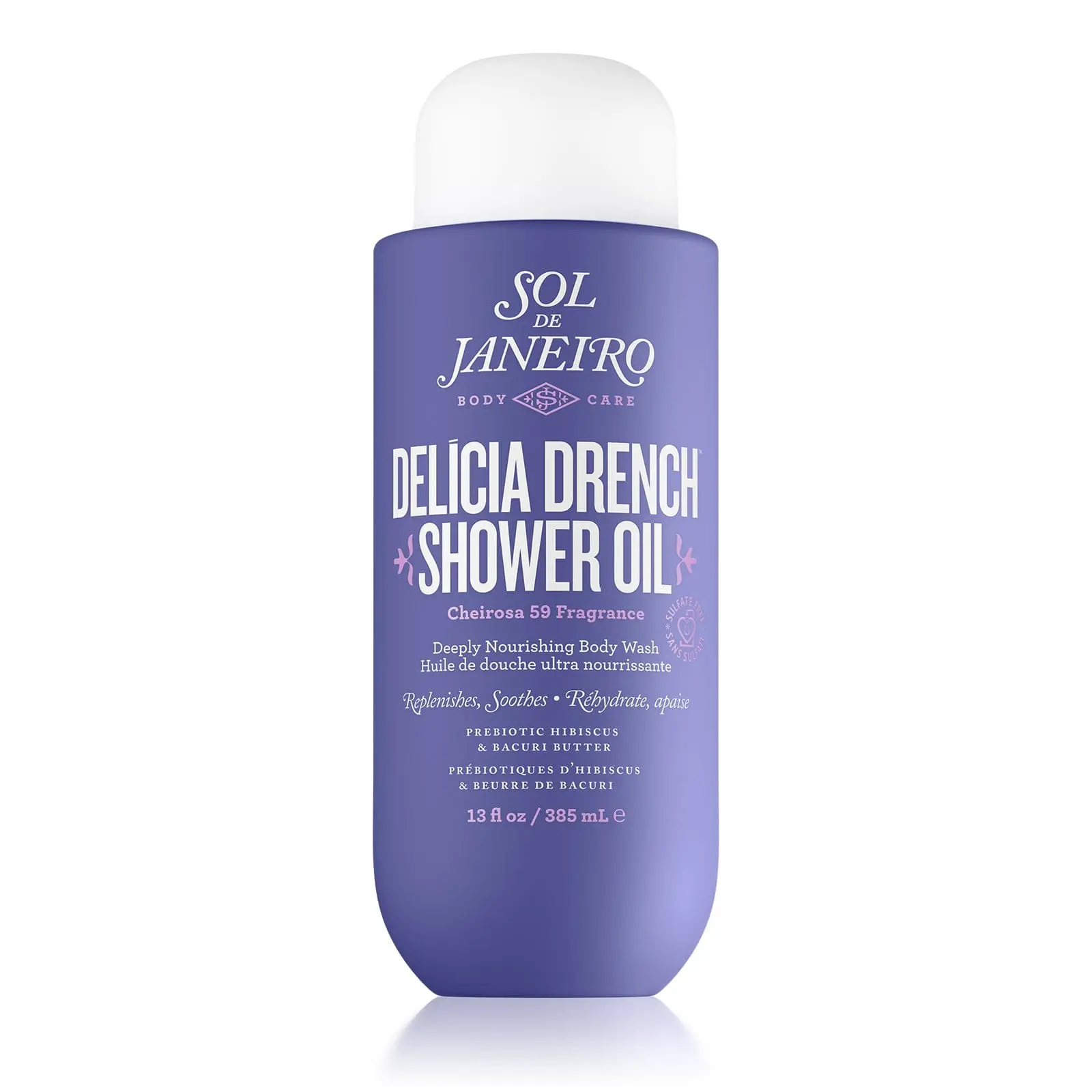 Sol de Janeiro Delícia Drench Shower Oil | Deeply Nourishing Body Wash for Velvety-Soft Skin With Notes Of Vanilla Orchid, Sugared Violet, And Sheer Sandalwood