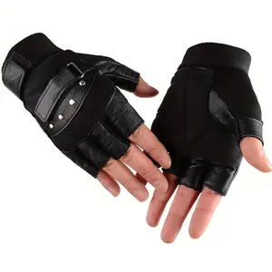 Authentic Leather Half-Finger Gloves for Men and Women, Ideal for Weightlifting and Fitness, Breathable and Non-Slip, Perfect for Cycling and Driving