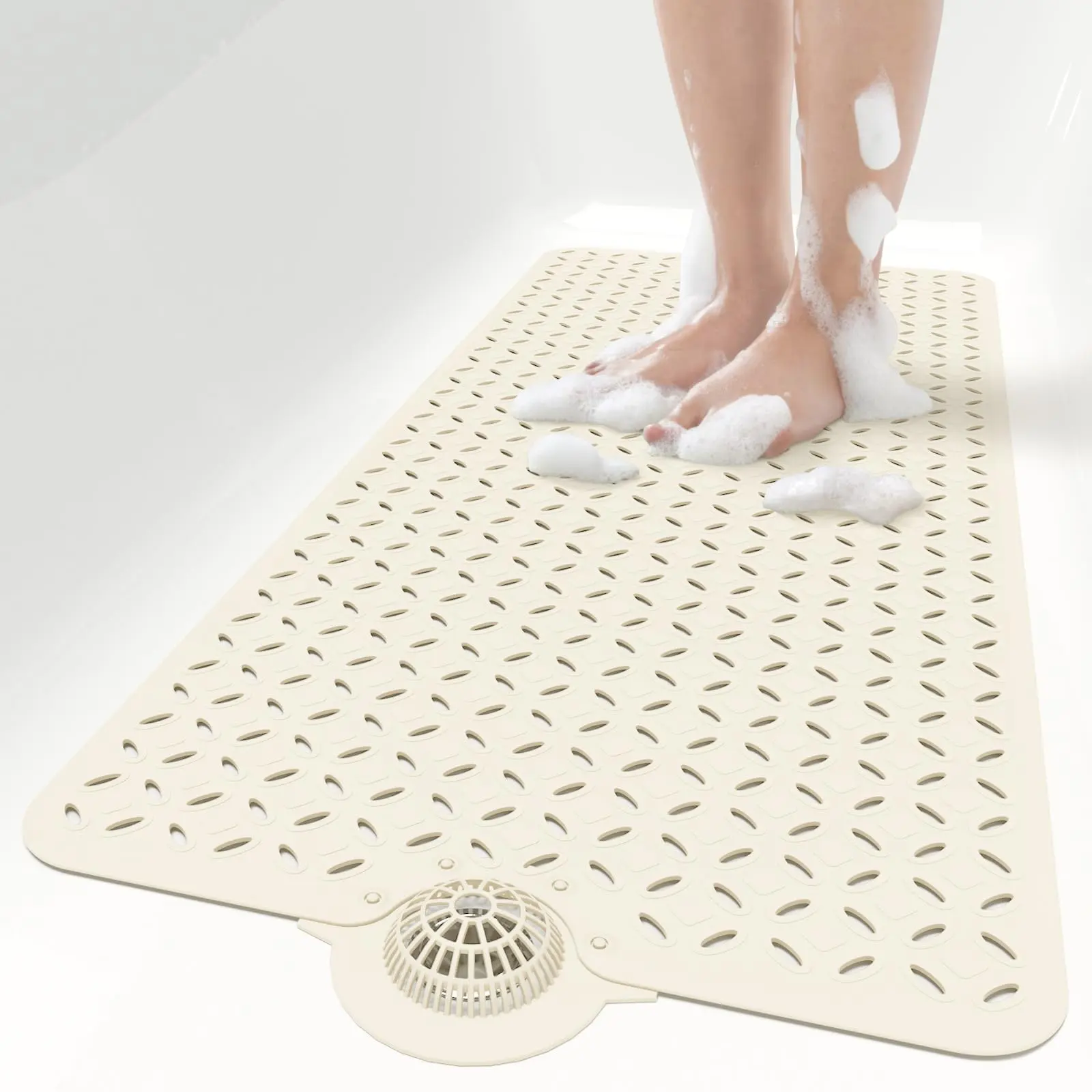 OTHWAY Extra Long Non Slip Bathtub Mat 39"x17", Shower Mat With Hair Catcher & Big Drain Holes, Machine Washable Tub Liner