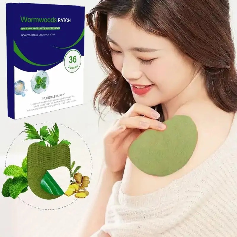 Wormwood Heat Patches for Relaxing Muscle Relief, Box of 36 Disposable Pads for Back & Neck Pain Relief, Unisex, Single-Use Pieces, 36 Pieces, Heat Pack, Herbal Heat Patches