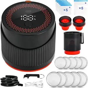 4-In-1 Electric Mason Jar Vacuum Sealer Kit for Mason Jars, Red Wine Bottles, Vacuum Bags, Lunch Boxes, Automatic Stop Can Sealer Machine for 3.4" / 2.75" Wide & Regular Mouth Mason Jar