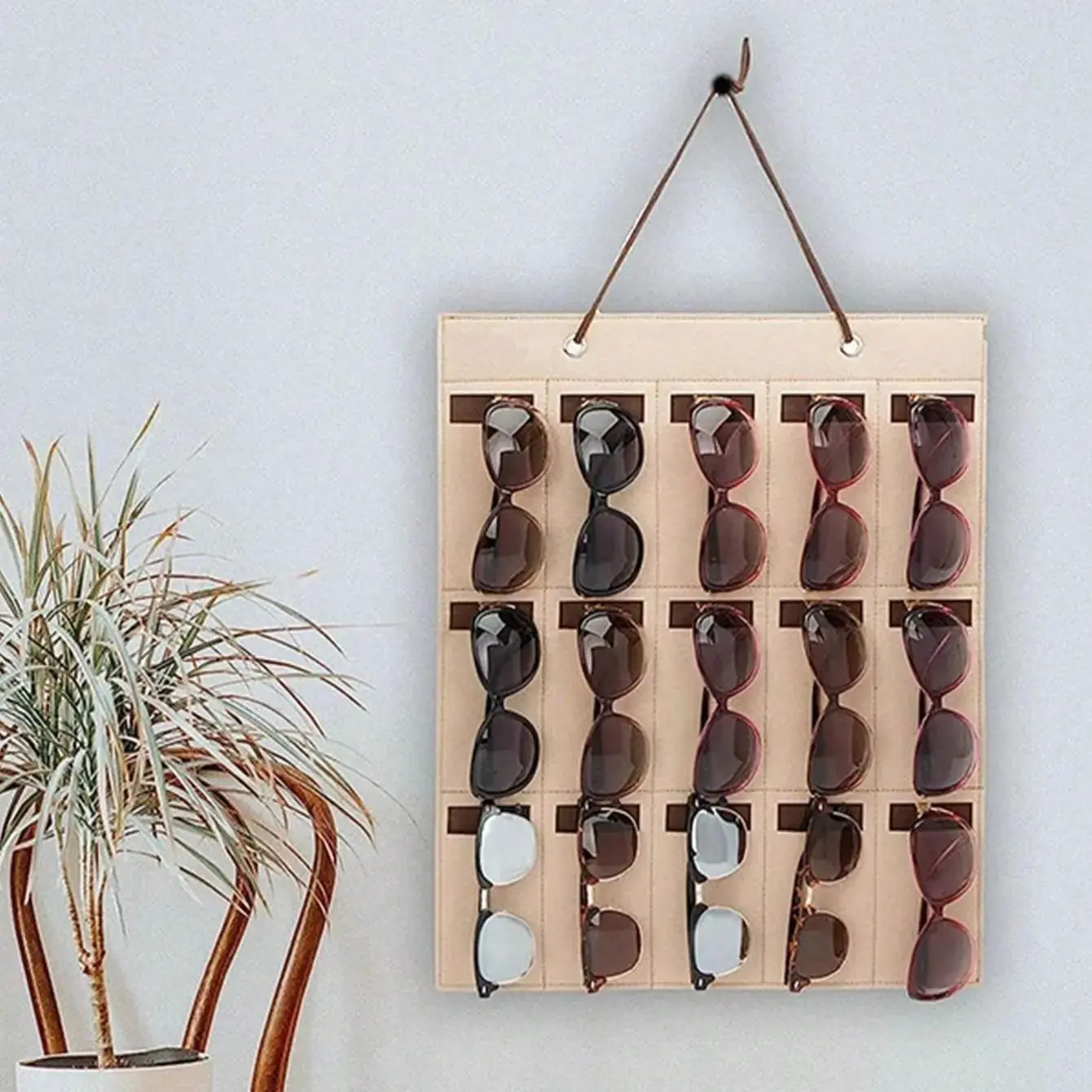15 Grid Foldable Glasses Storage Organizer, Sunglasses Display Case Holder for Women Men, Portable Eyewear Storage Bag for Home Closet, Living Room, Bedroom & Travel Organization
