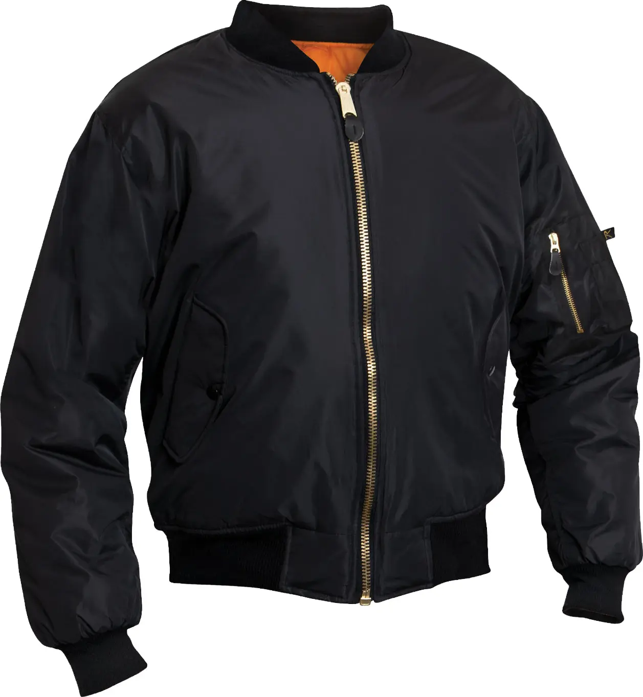 Men's Reversible MA-1 Flight Bomber Jacket, Water Repellent Nylon Shell Fabric with Zippered Pockets, Tops, Menswear, Elastic, Sleeve, Utility, Long Sleeve, Waist Cuff