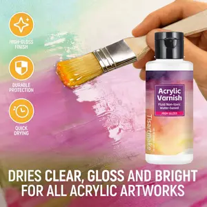60ml/207ml Acrylic Varnish High Gloss, Quick Drying Clear Protective Coating for Artists, Brushable & Sprayable, Art Materials