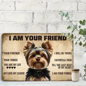 Vintage Yorkie Metal Tin Sign - 'I Am Your Friend, Your Partner, Your Yorkie' - 8x12 in Lightweight Wall Decor, Pet Lover Gifts, Room Decor, Dorm & Outdoor Home Supplies Plaque