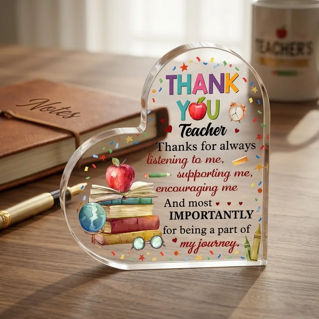 Decoration Items Teacher Appreciation Acrylic Plaque - Desk Decor Gift for Educators, Bosses & Coaches | Homecoming Season Signage Multicolor Print Signs