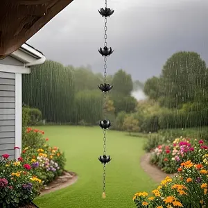 Rustproof Metal Lotus Rain Chain, Outdoor Hanging Decoration, Drainage Cup Replacement, Home Decor, Garden Ornament, Perfect Gift