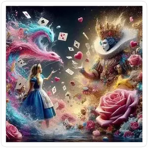 1 DIY diamond painting kit, 5D diamond art set, DIY decoration, Alice, Queen, Rose diamond painting kit with full round diamonds, mosaic, diamond art, DIY art home decor, Diamond Art Tools, suitable for Christmas.