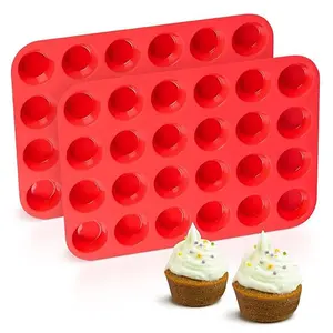 24-Cup Commercial Silicone Muffin Pan, Non-Stick Cupcake Baking Tray for Oven, Ideal for Restaurants, Bakeries, Home Baking, Dishwasher Safe, Silicone Baking Mold