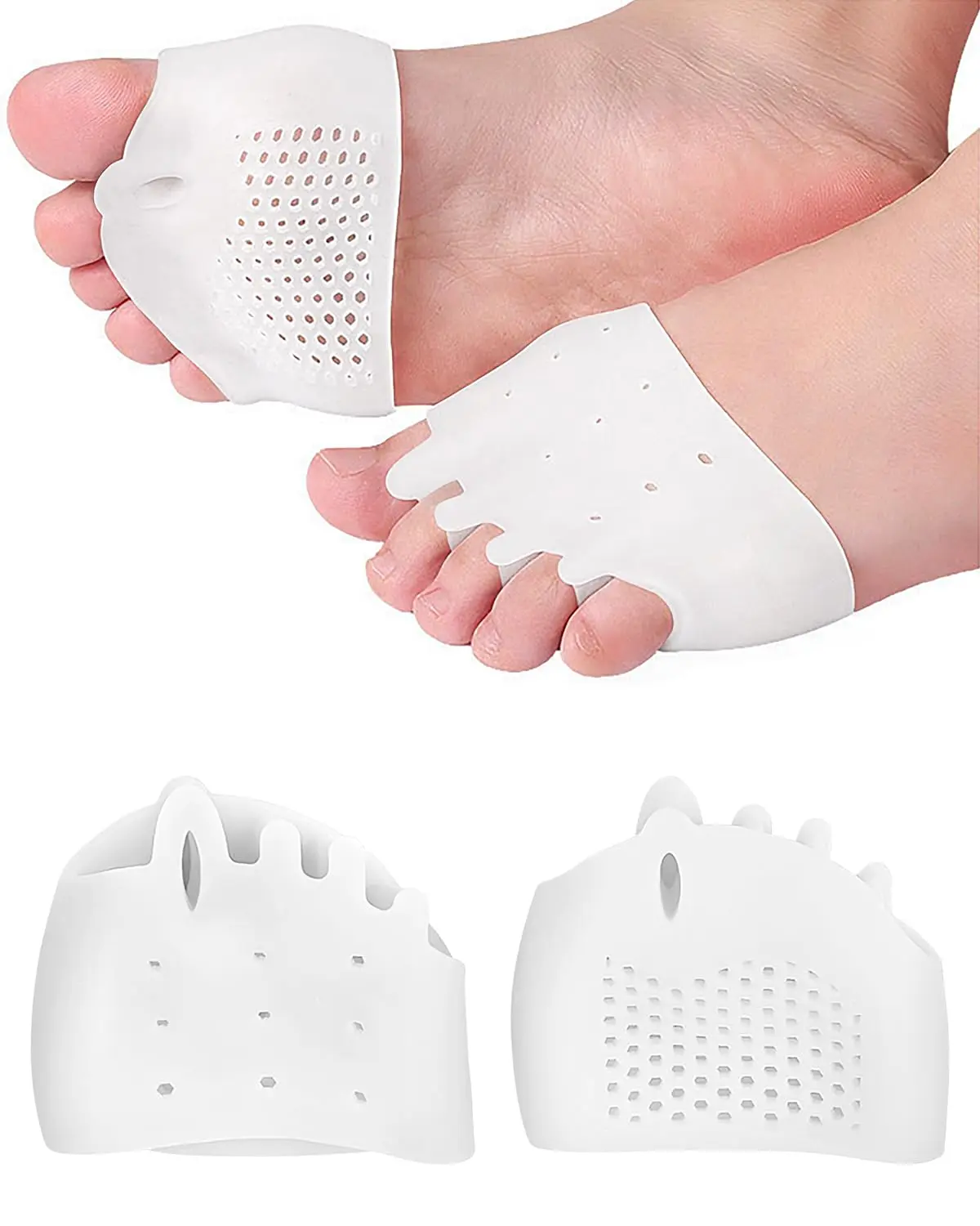 1 Pair Metatarsal Pads Toe Separators for Bunion Correction,Soft and Breathable Hammer Toe Corrector Toe Spacers for Women Men Feet Relief, Nail Care