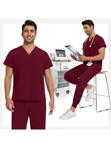 Lightweight Medical Nurse Scrub Set Anti-wrinkle Pet Grooming Uniform Women Men Soft Breathable Jogger Suits Clinic Nursing Workwear Veterinary Work Clothes Scrubs Uniform Set