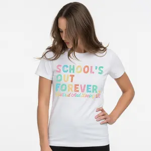 "Teacher Retirement Schools Out Forever" Graphic Tee |   Retired Educator Illustration T-Shirt |   Soft Breathable All-Season Fabric |   Career Appreciation Aesthetic Gift Unisex Top