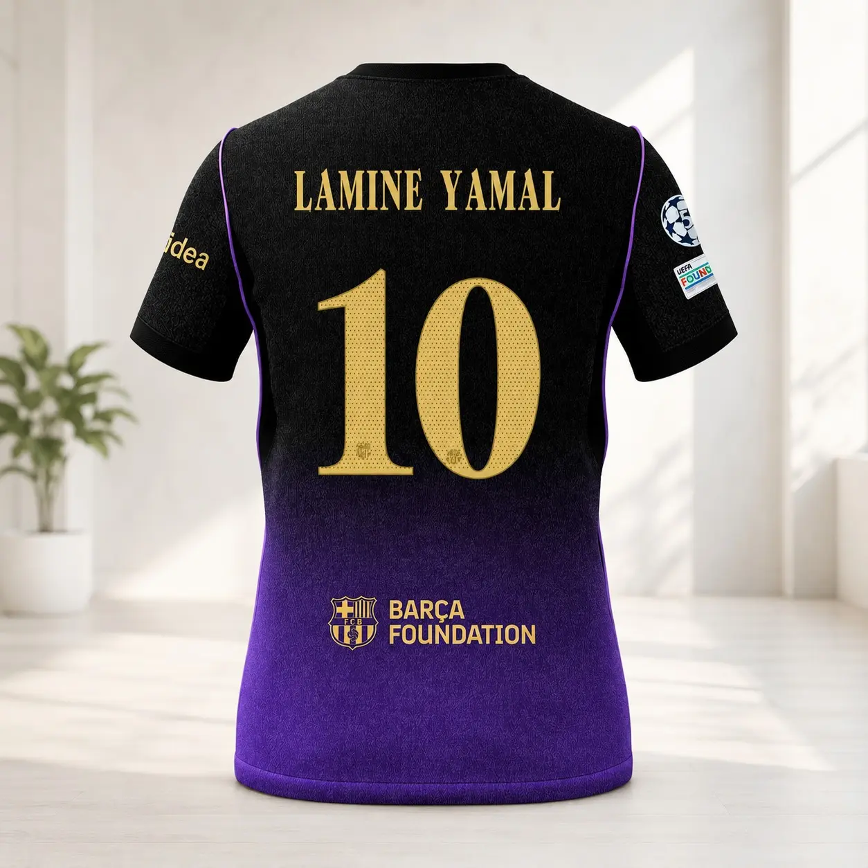 FC Barcelona Away Jersey, Lamine Yamal #10, Black Purple Away Football Jersey, Breathable Quick Dry Soccer Shirt